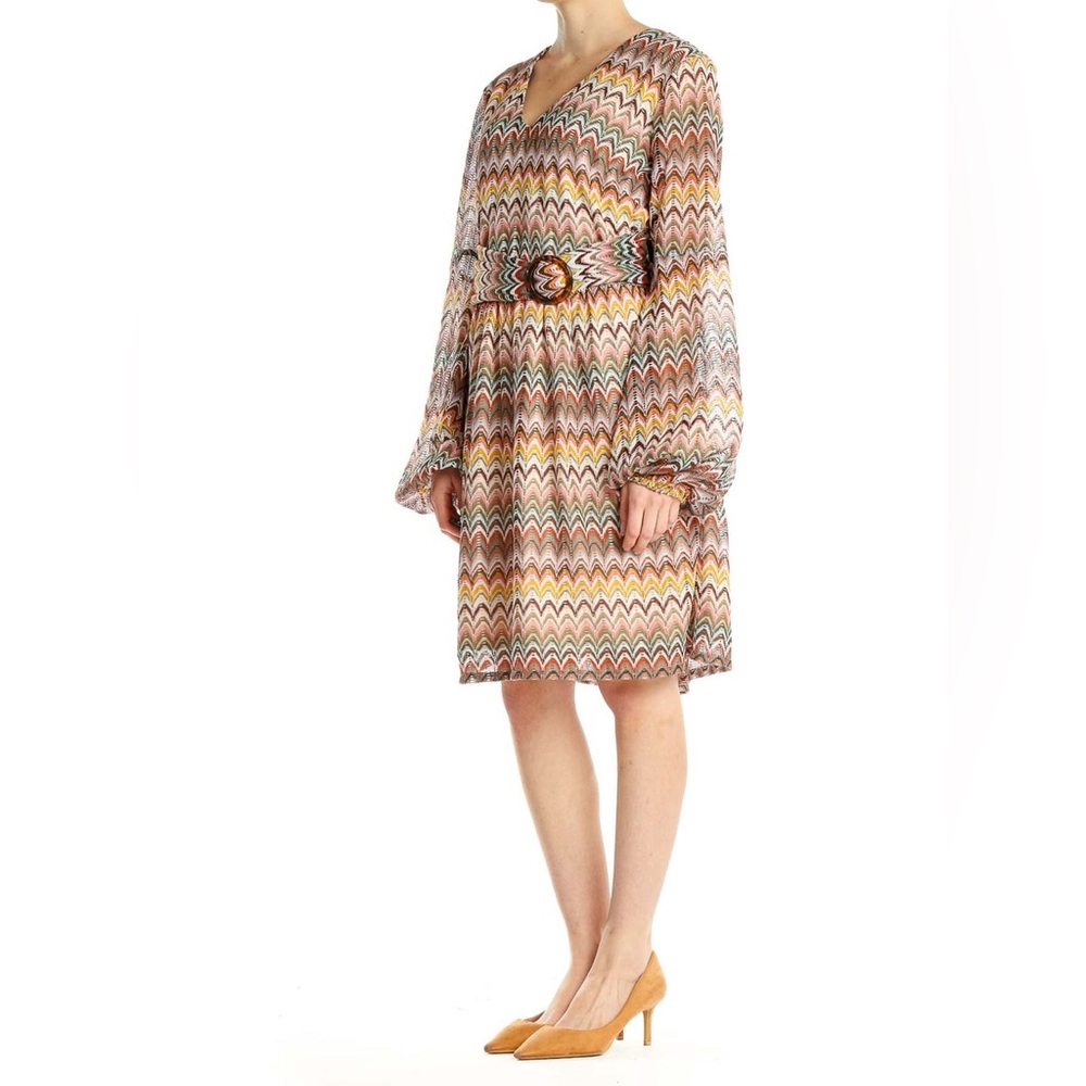 BOSTON PROPER| Multicolor Chevron Bohemian Shift Dress| Sz 4